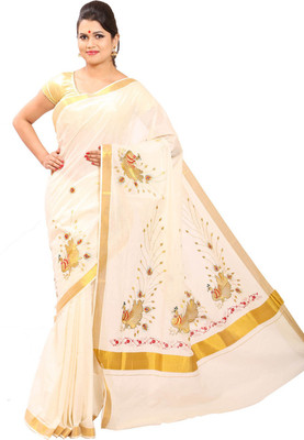

Fashionkiosks Self Design Balarampuram Handloom Cotton Saree(Multicolor), Cream