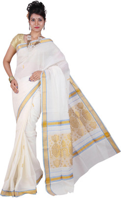 

Fashionkiosks Self Design Balarampuram Handloom Cotton Saree(Multicolor), Cream