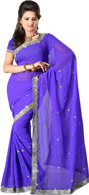 

Sanju Sarees Embroidered Fashion Georgette Saree(Purple)