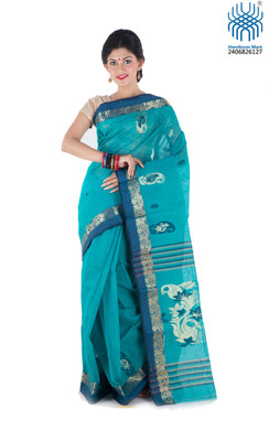 

Tantuja Woven Tangail Cotton Saree(Blue)