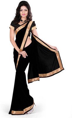 

Indian Wear Online Solid Fashion Georgette Saree(Black)