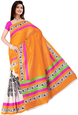 

Jiya Self Design, Printed Fashion Silk Saree(Orange, White, Multicolor), Multicolor;orange;white