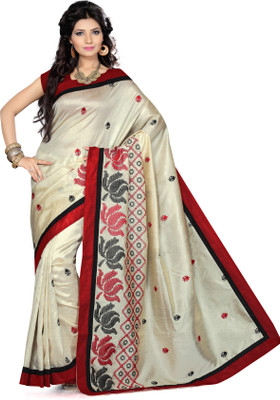 

Ishin Self Design Fashion Net Saree(White), Off white
