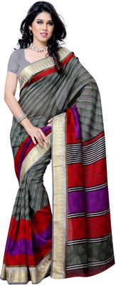 

JTInternational Striped Chanderi Handloom Art Silk Saree(Multicolor)