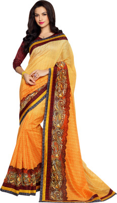 

Brijraj Printed Fashion Art Silk Saree(Yellow, Orange), Orange;yellow