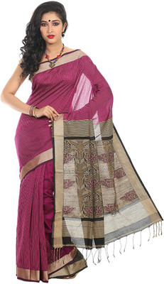 

Crochetin Self Design Fashion Handloom Chanderi Saree(Magenta)