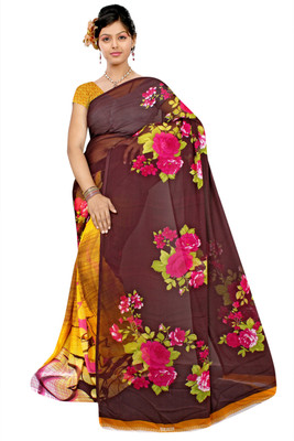 

Khoobee Self Design, Printed Fashion Georgette Saree(Brown, Yellow, Multicolor, Brown;multicolor;yellow