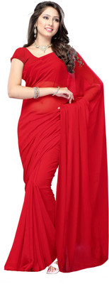 

Khushali Solid Fashion Georgette Saree(Red)