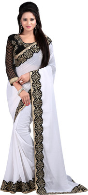 

Indian House Embroidered Bollywood Chiffon Saree(Orange)