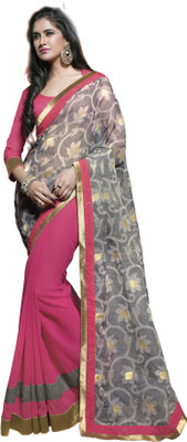 

Jiya Self Design, Embellished, Embroidered Fashion Georgette Saree(Pink, Grey), Grey;pink
