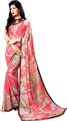 

Jiya Self Design, Printed Fashion Georgette Saree(Pink, Multicolor), Multicolor;pink