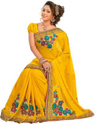 

Chirag Sarees Self Design Fashion Chiffon Saree(Multicolor), Yellow