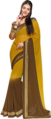 

Lovely Look Embroidered Daily Wear Georgette Saree(Yellow, Brown)