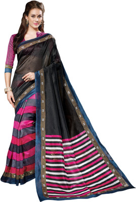 

Ewows Printed Bhagalpuri Silk Saree(Black)