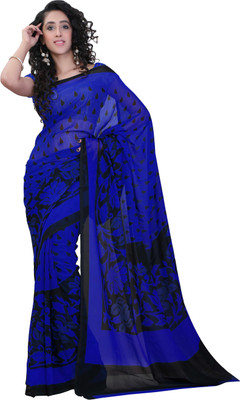 

Khushali Self Design, Printed Fashion Georgette Saree(Dark Blue, Black), Black;dark blue