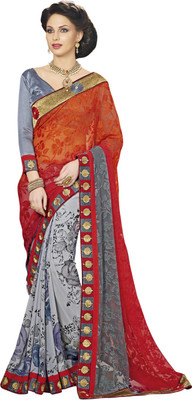 

Saara Self Design Fashion Georgette Saree(Grey, Red)