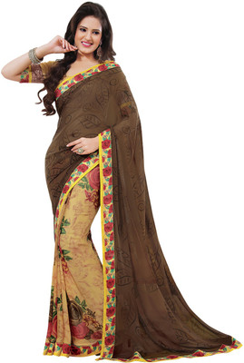 

Saara Printed Fashion Georgette Saree(Beige, Brown)