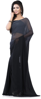 

Jiya Self Design Fashion Georgette Saree(Grey, Black), Black;grey