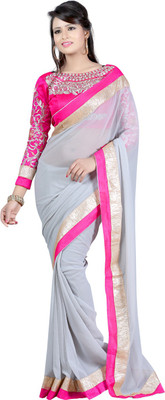 

Fashiondeal Solid Fashion Chiffon Saree(Grey)