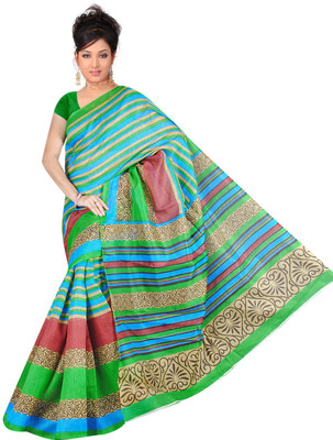 

Jiya Self Design Bhagalpuri Art Silk Saree(Green)
