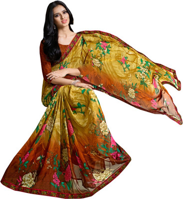 

Lovelylook Printed Fashion Georgette Saree(Multicolor), Beige & brown