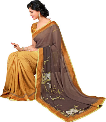 

Saara Printed Fashion Georgette Saree(Yellow, Brown)