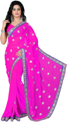 

Vishakha Fashion Embroidered Fashion Georgette Saree(Pink)