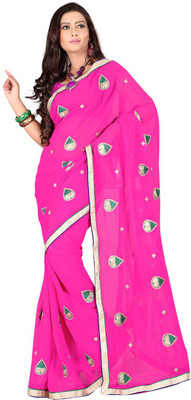

Ansu Fashion Embroidered Fashion Georgette Saree(Pink)