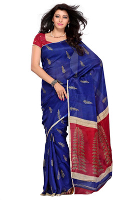 

JTInternational Self Design Fashion Art Silk Saree(Blue, Red)