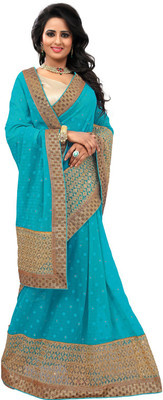 Lovelylook Solid Daily Wear Chiffon, Georgette Saree(Blue), Sky blue