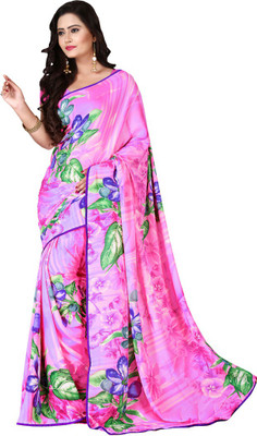 

Khoobee Floral Print Fashion Georgette Saree(Pink, Multicolor), Multicolor;pink