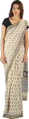 

Khatri Creations Printed Daily Wear Handloom Cotton Saree(Black)