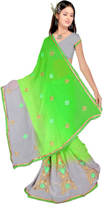 

Shree Rajlaxmi Sarees Embroidered Daily Wear Georgette Saree(Green, Grey)