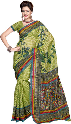 

Saara Geometric Print Daily Wear Silk Saree(White, Brown)