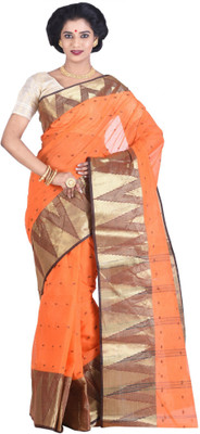 

Purabi Woven Tant Handloom Cotton Saree(Orange)