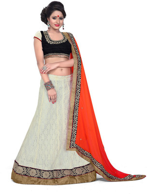 Indian Wear Online Embroidered Fashion Georgette Saree(Orange)