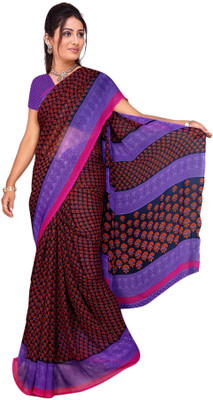 

Vardan Prints Printed Fashion Georgette Saree(Black, Purple)