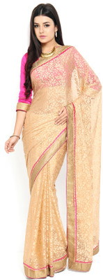 

Soch Self Design, Solid Fashion Georgette Saree(Pink, Gold)
