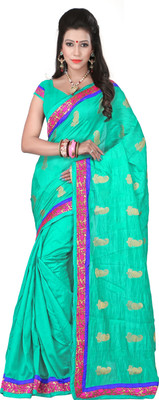 Weavedeal Embellished Banarasi Art Silk Saree(Green)