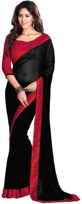

AVR FASHIONS Plain Daily Wear Chiffon Saree(Black)