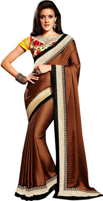 

Asha Fashion Embroidered Bollywood Satin Saree(Brown), Brown;yellow