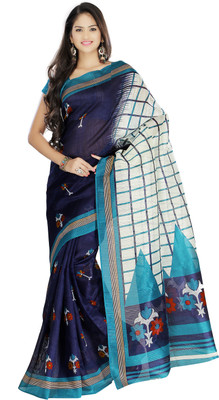 

Indrani Striped Fashion Silk Saree(Multicolor), Blue;sky blue