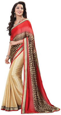 

Manthan Printed Daily Wear Jacquard Saree(Red, Multicolor), Red&multi