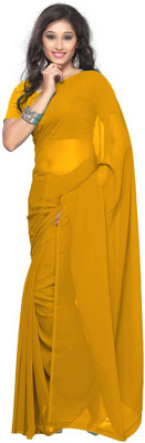 

Surupta Solid Fashion Georgette Saree(Yellow), Mustered