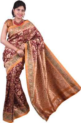 

Mimosa Woven Kanjivaram Handloom Art Silk Saree(Maroon), Marun-gold border