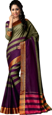 

M.S.Retail Striped Fashion Cotton Saree(Grey, Purple), Ocean green