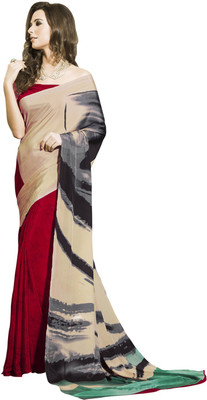 

Saara Printed Fashion Silk Saree(Red, Beige), Red and beige