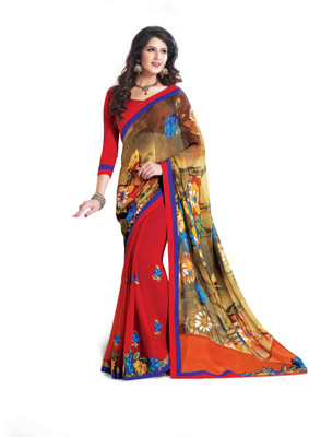 

Indianbeauty Self Design, Printed, Embroidered Bollywood Chiffon, Georgette Saree(Multicolor)