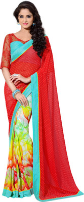 

Brijraj Printed Fashion Georgette Saree(Red, Multicolor), Multicolor;red
