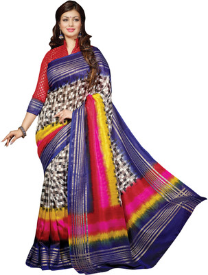 

Ewows Printed Bhagalpuri Silk Saree(Blue)
